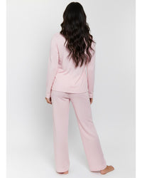 Loungeable Womens Marl Brushed Rib Buttoned Pyjamas