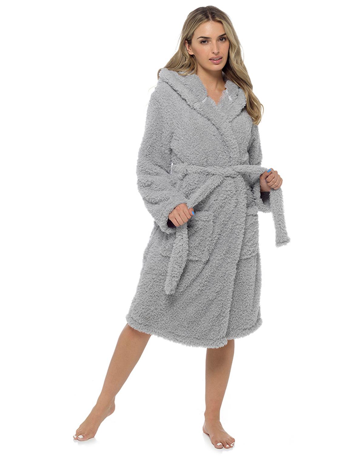 Undercover Womens Fluffy Hooded Dressing Gown Slumber Hut Undercover Womens Fluffy Hooded Dressing Gown Slumber Hut