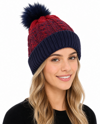 Womens Sherpa Lined 2 Tone Knitted Hat