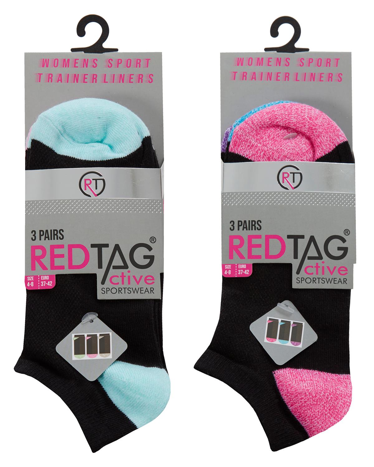 RedTag Womens 6 Pack Coloured H&T Sport Trainer Socks