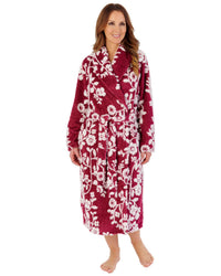 Slenderella Womens Floral Jaquard Fleece 46" Shawl Collar Wrap
