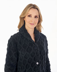 Slenderella Womens Textured Fleece Button Dressing Gown