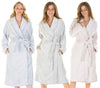 Ladies Super Soft Fleece Longpile Shawl Collar Wrap Dressing Gown Robe
