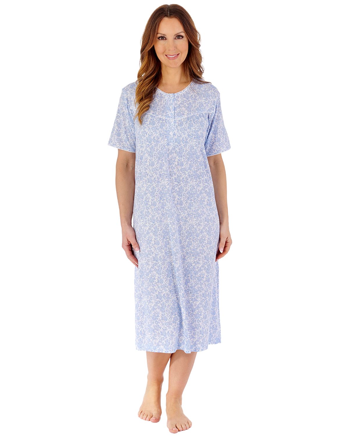 Slenderella Womens Bamboo Cotton 42" Short Sleeve Nightdress