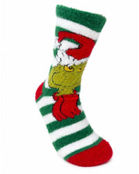 2 Pairs Womens Grinch Stripey Feather Cosy Socks 4-8