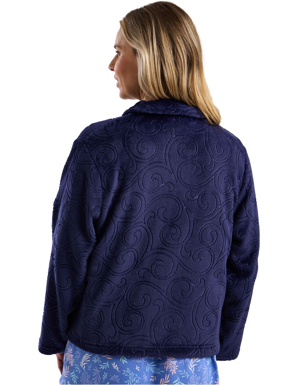 Marlon Womens Swirl Fleece Button Bedjacket