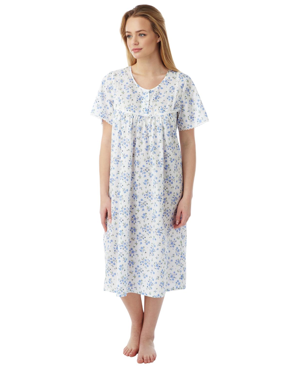 Marlon Womens Short Sleeve 45" Woven Nightie