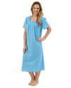 Marlon Womens Linear Floral 45" Short Sleeve Button Nightie