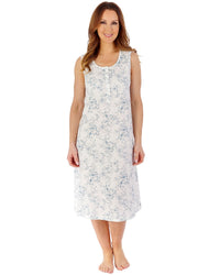 Womens Slenderella Outline Floral Cotton 42" Built Up Strap Nightdress