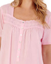 Slenderella Womens 42" Dobby Dot Short Sleeve 100% Cotton Nightie