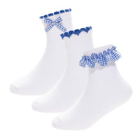 Girls 6 Pack Gingham Lace Socks