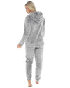 Womens Long Pile Fleece Hooded Pyjamas