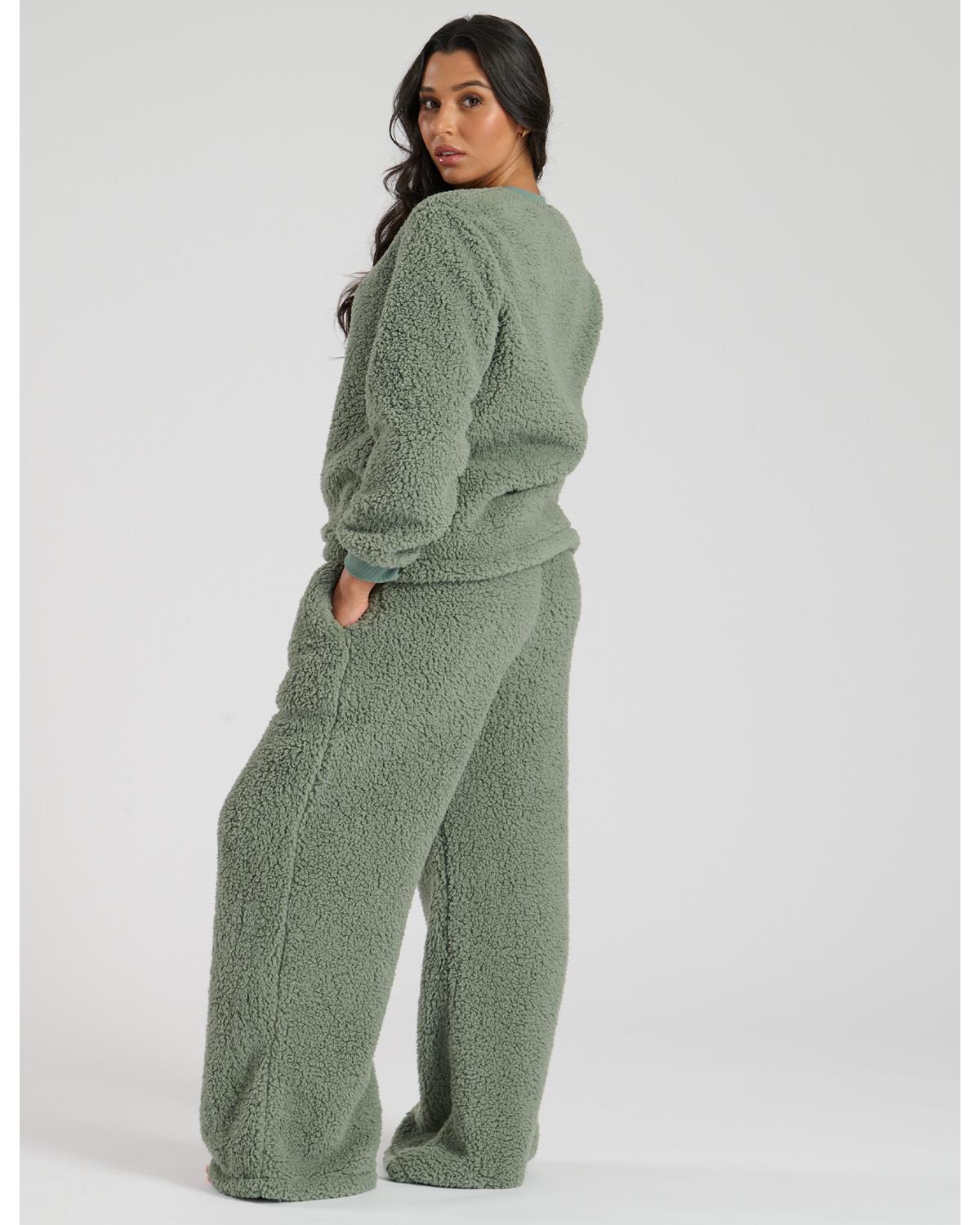 Loungeable Womens Borg Jumper & Wide Leg Lounge Set