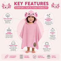 Adoramals Maddie the Axolotl Kids Hooded Towel