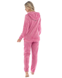 Womens Polished Fleece Slogan Hooded Pyjamas
