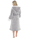 Womens Textured Fleece Sherpa Trim Dressing Gown