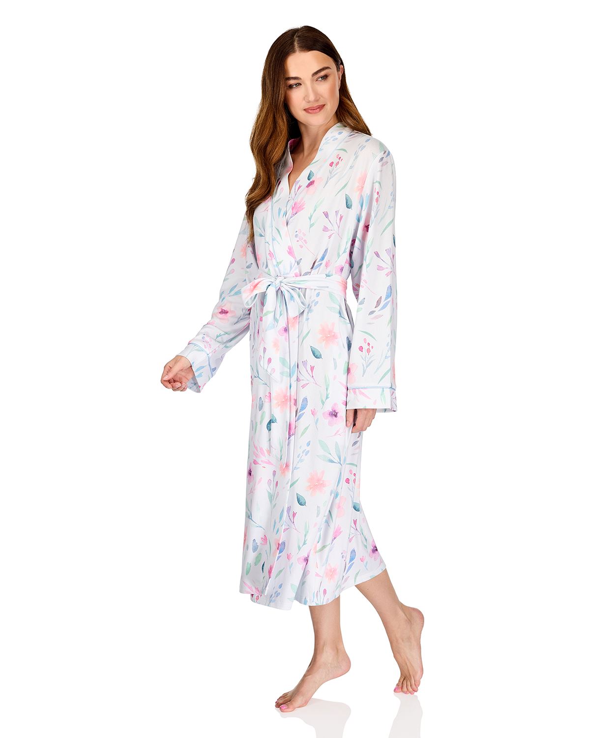 La Marquise Womens 'Watercolours' Long Sleeve Wrap Robe