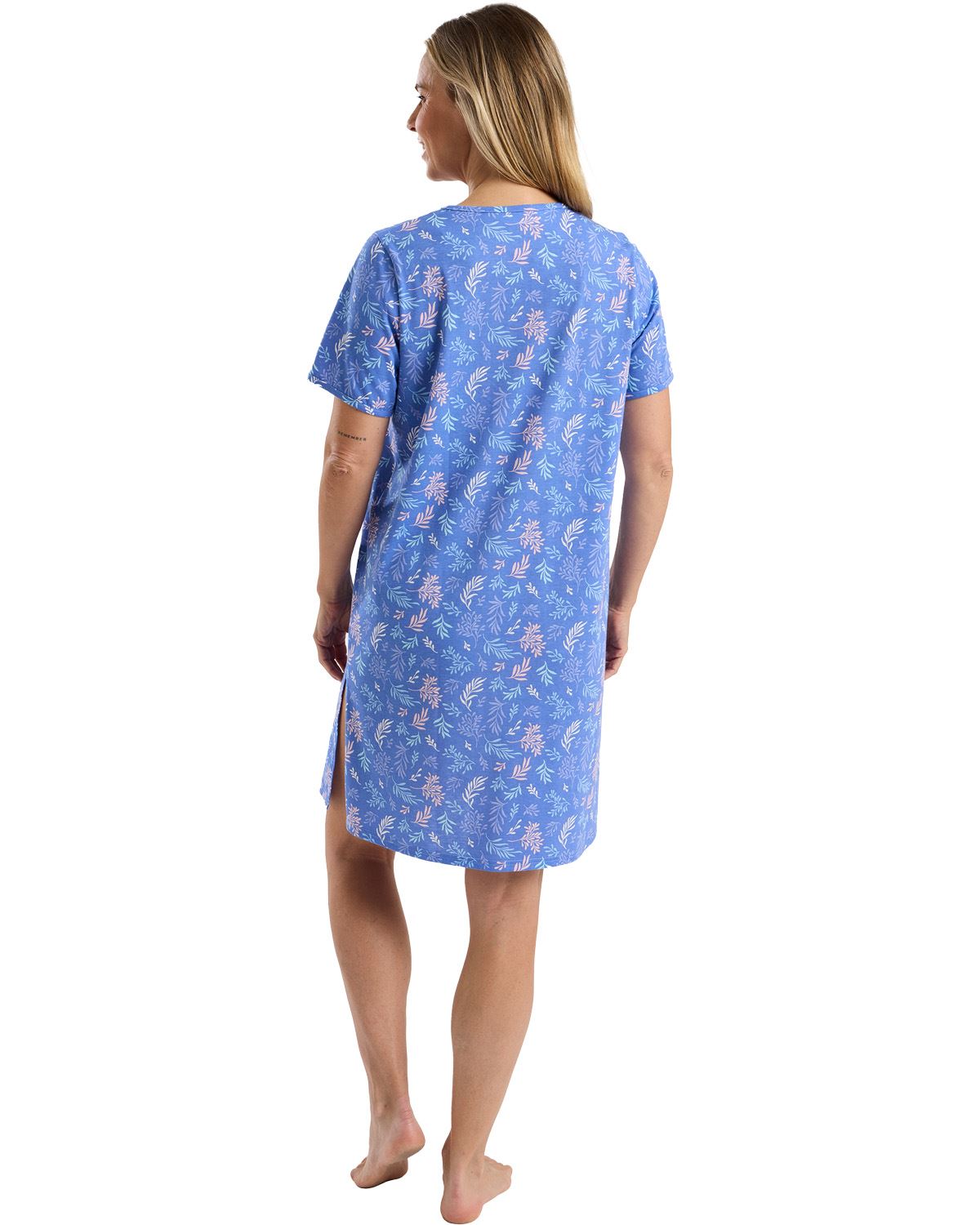 Marlon Womens Autumn Leaf Jersey Knee Length Nightdress