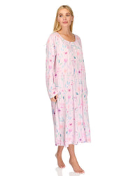 La Marquise Womens 'Watercolours' 43" & 50" Long Sleeve Jersey Nightie