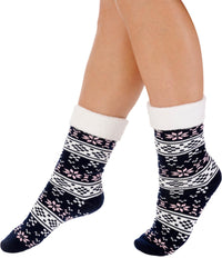 Slenderella Womens Fluffy Turnover Bed Socks