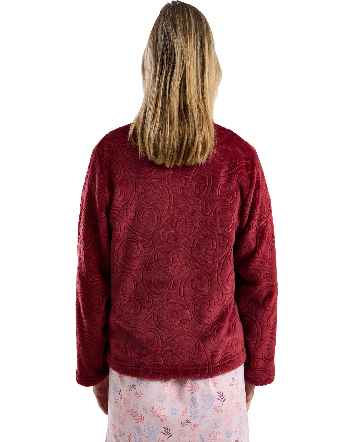 Marlon Womens Swirl Fleece Button Bedjacket