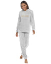 Womens Polished Fleece Slogan Hooded Pyjamas