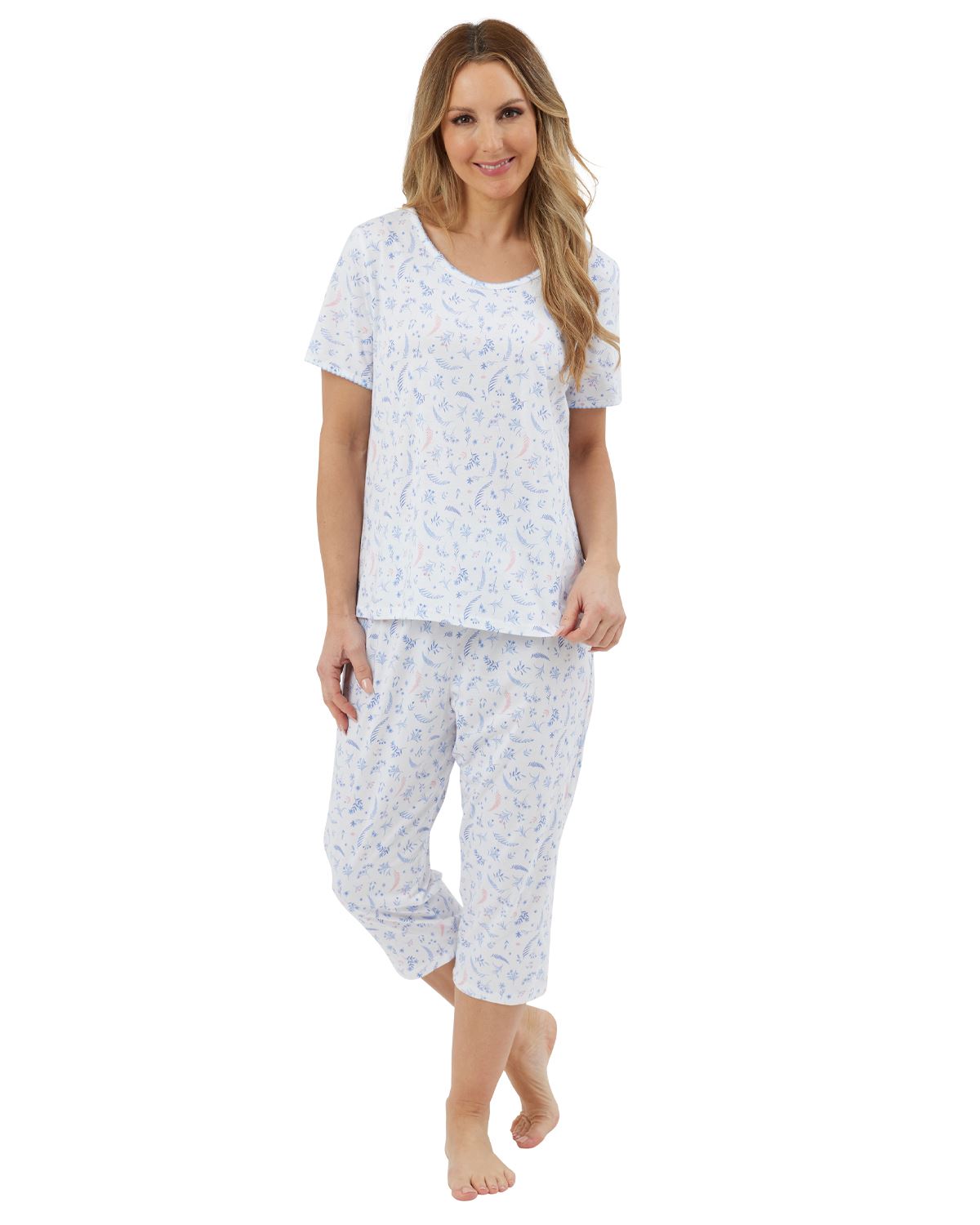 Marlon Womens Harvest Floral Jersey Cropped Pyjamas