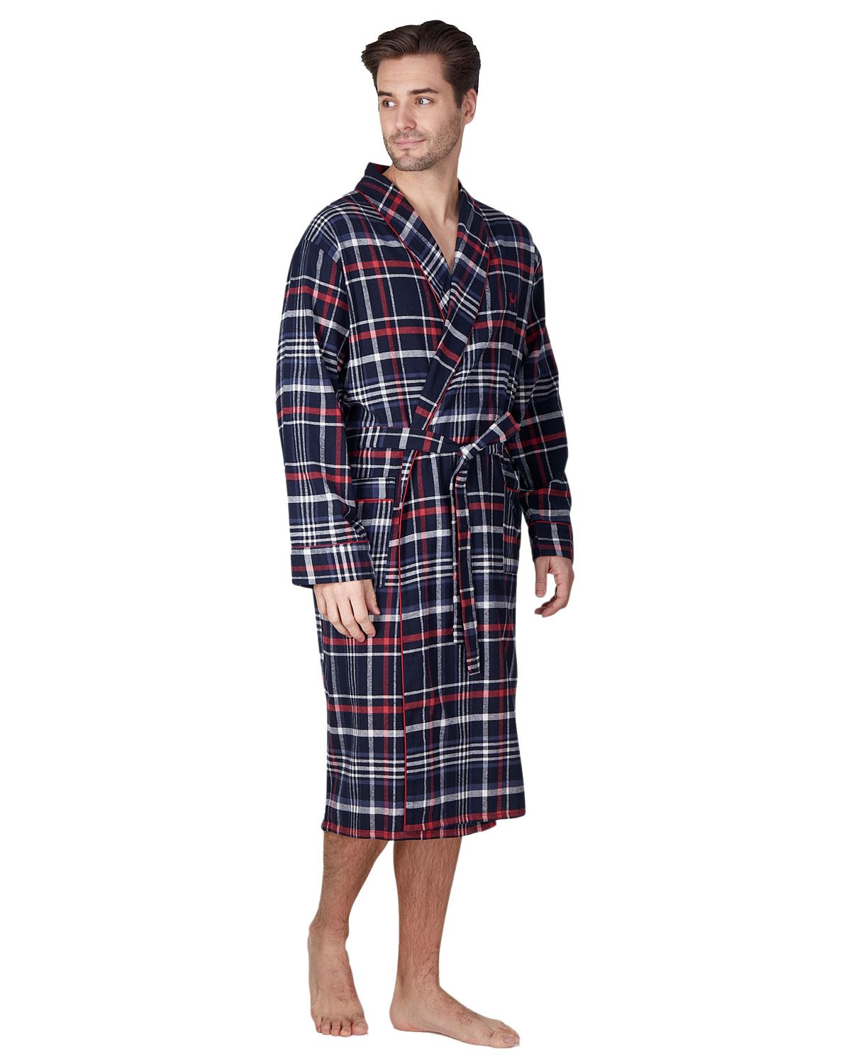 brushed cotton dressing gown Thom Sweeney - Sky Blue Brushed Cotton Dressing Gown