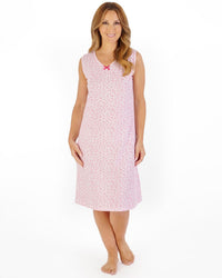 Slenderella Womens 40" Outline Floral Sleeveless Jersey Nightdress