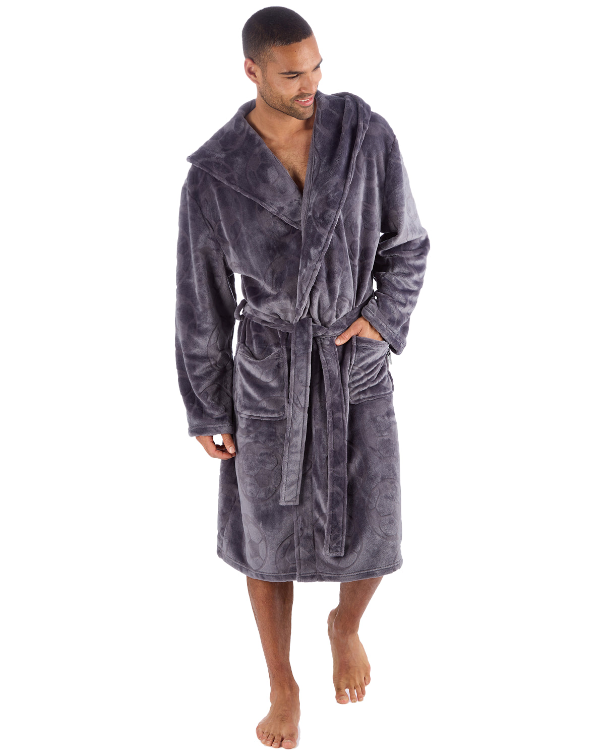 Huggable Mens Embossed Football Hooded Robe