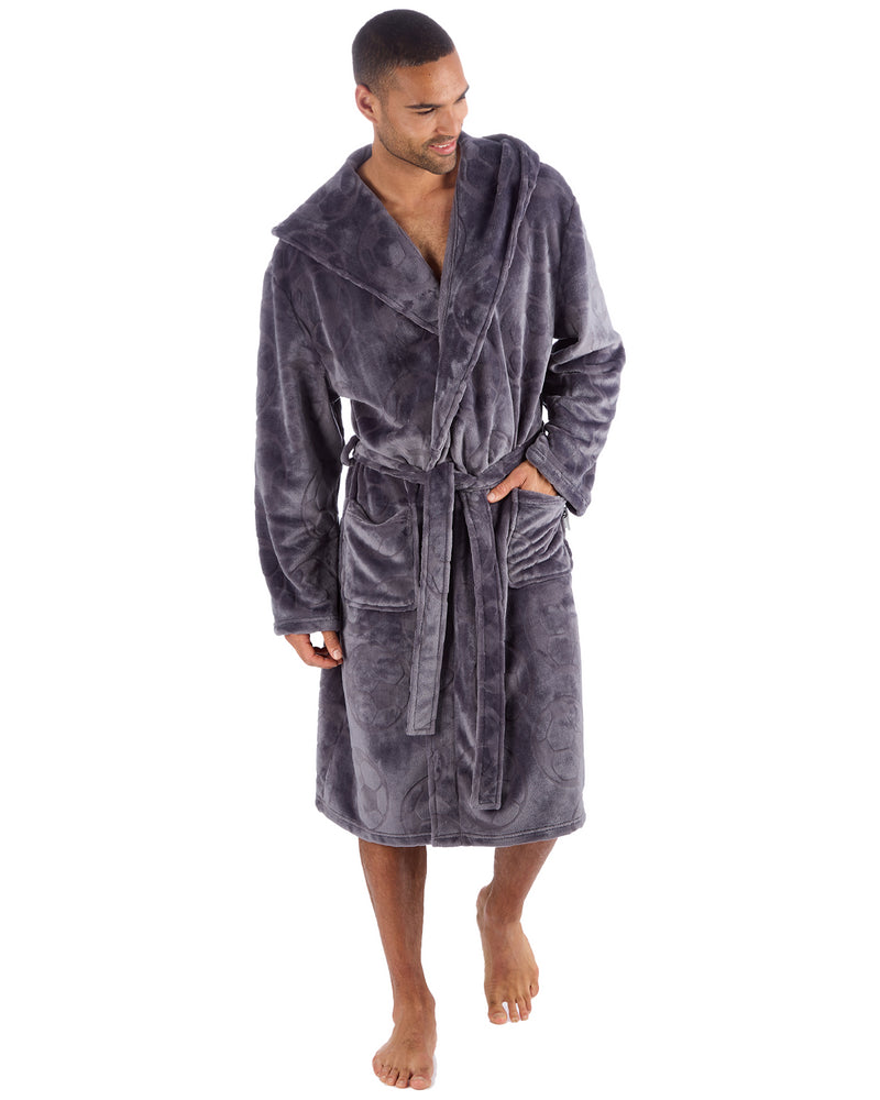 Huggable Mens Embossed Football Hooded Robe