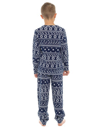 Slumber Hut Girls Jersey Navy Fairisle Pyjamas
