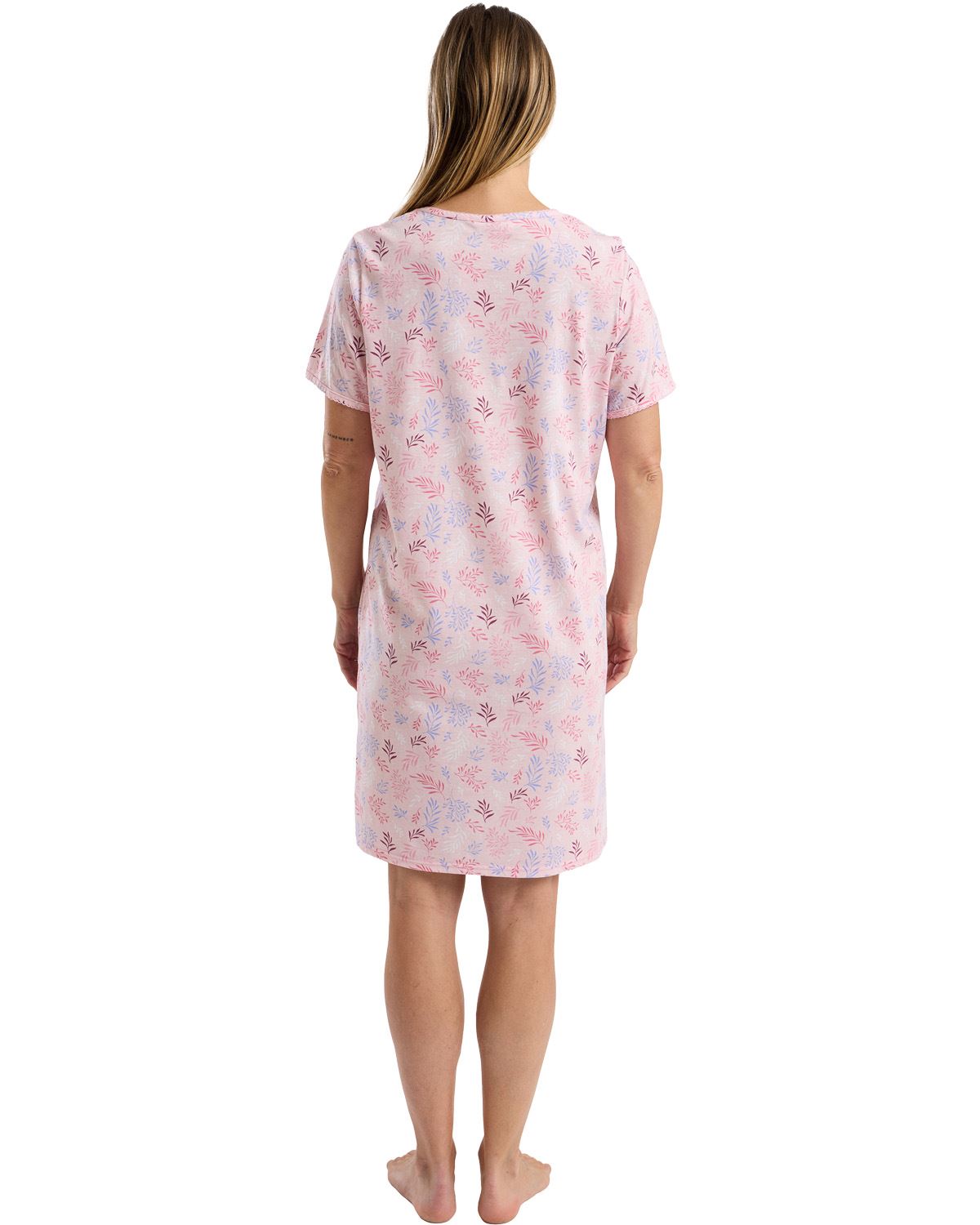 Marlon Womens Autumn Leaf Jersey Knee Length Nightdress