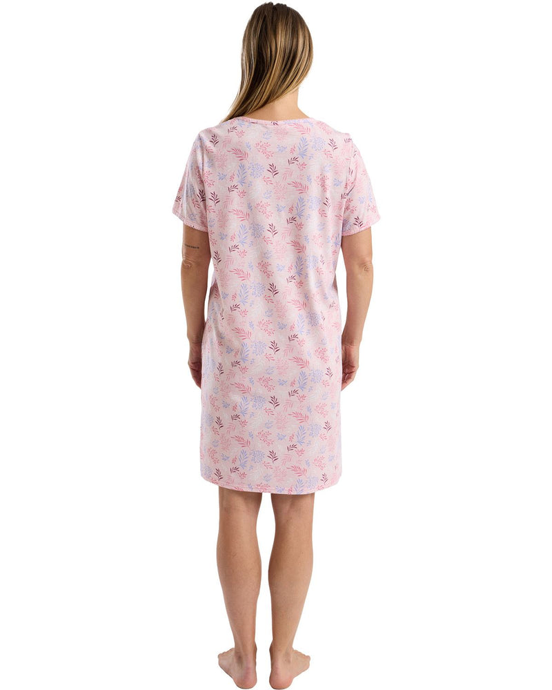 Marlon Womens Autumn Leaf Jersey Knee Length Nightdress