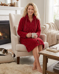 Indigo Sky Womens Cable Effect Fleece Zip Robe