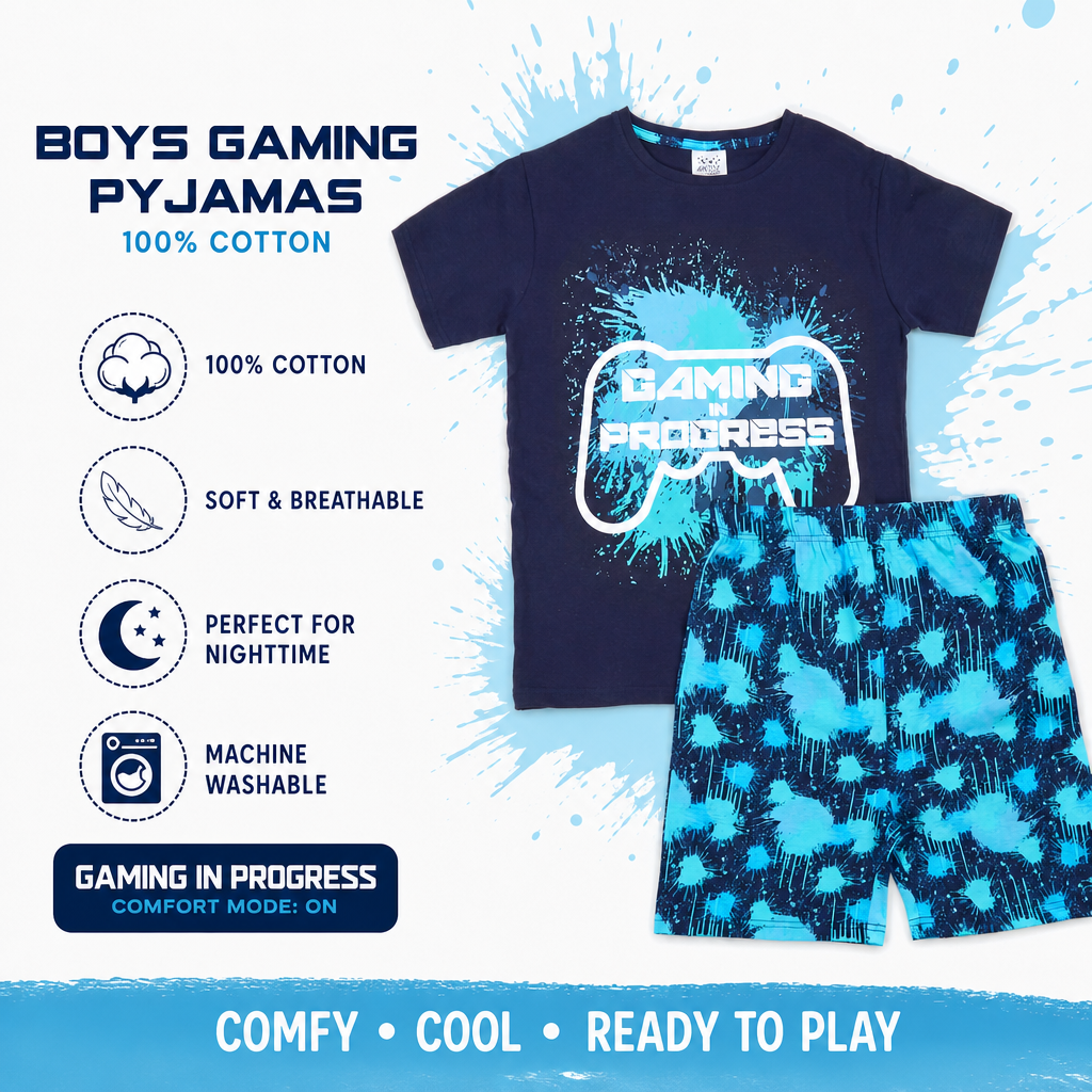 Boys Jersey Gaming Short Pyjamas