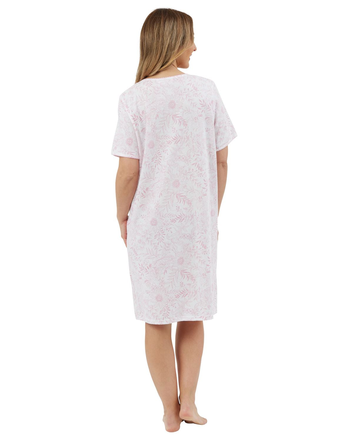 Marlon Womens 36" Sketch Floral Jersey Short Sleeve Nightie