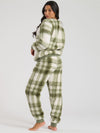 Loungeable Womens Green Check Borg Fleece Pyjamas