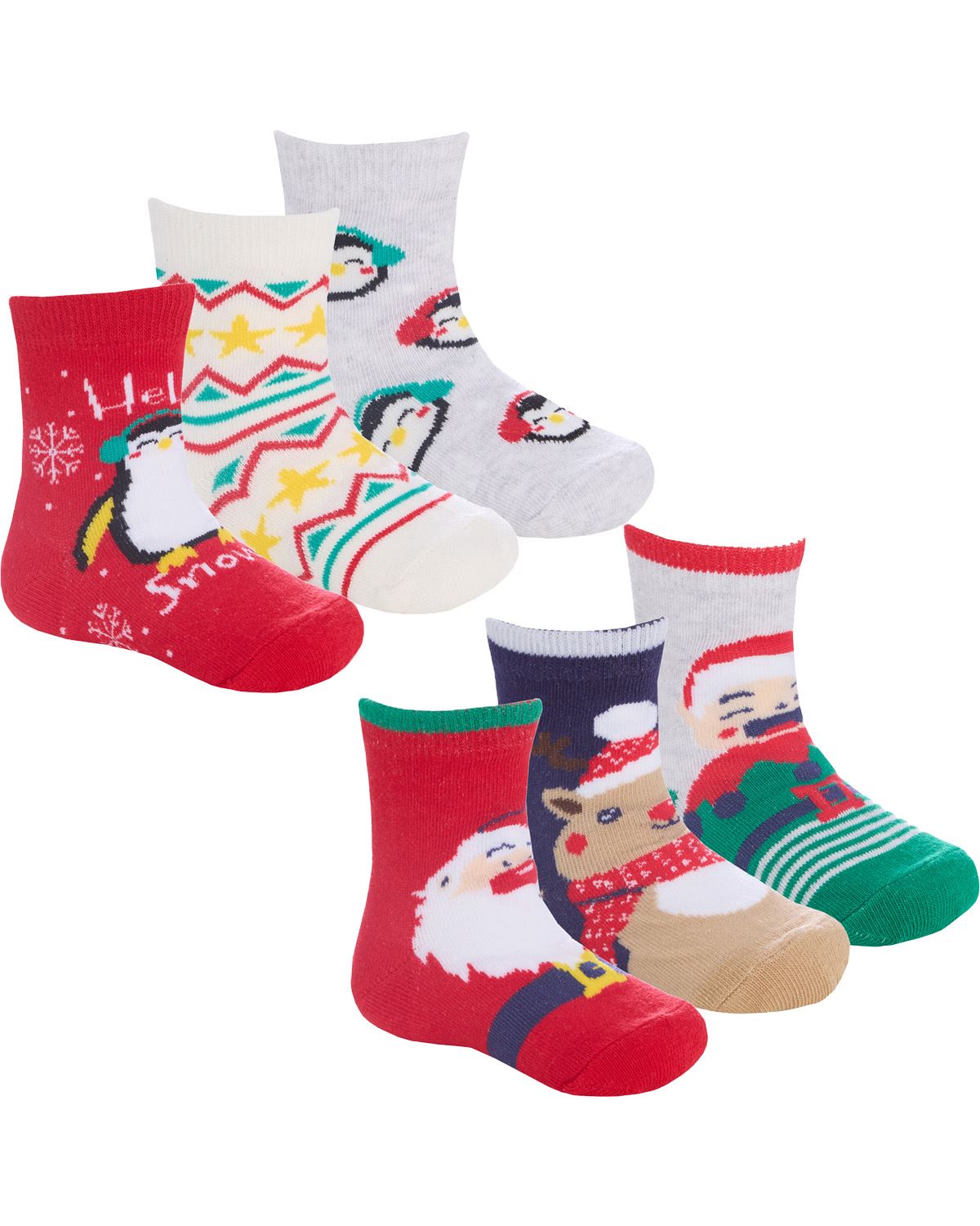 6 Pairs Family Christmas Cotton Rich Socks