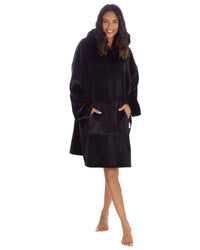 Adults Plush Contrast Oversized Hoodie