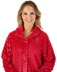 Slenderella Womens Supersoft Rib Fleece 50" Button Through Housecoat