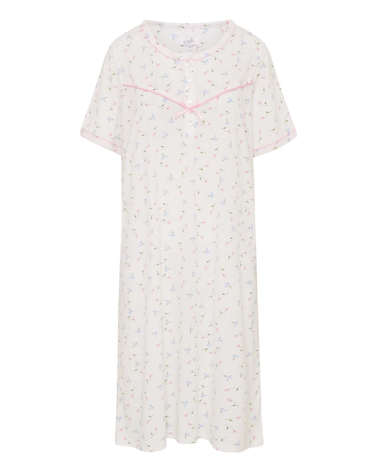 La Marquise Womens Flower Leaf Jersey Short Sleeve Nightie