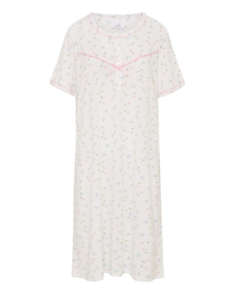 La Marquise Womens Flower Leaf Jersey Short Sleeve Nightie