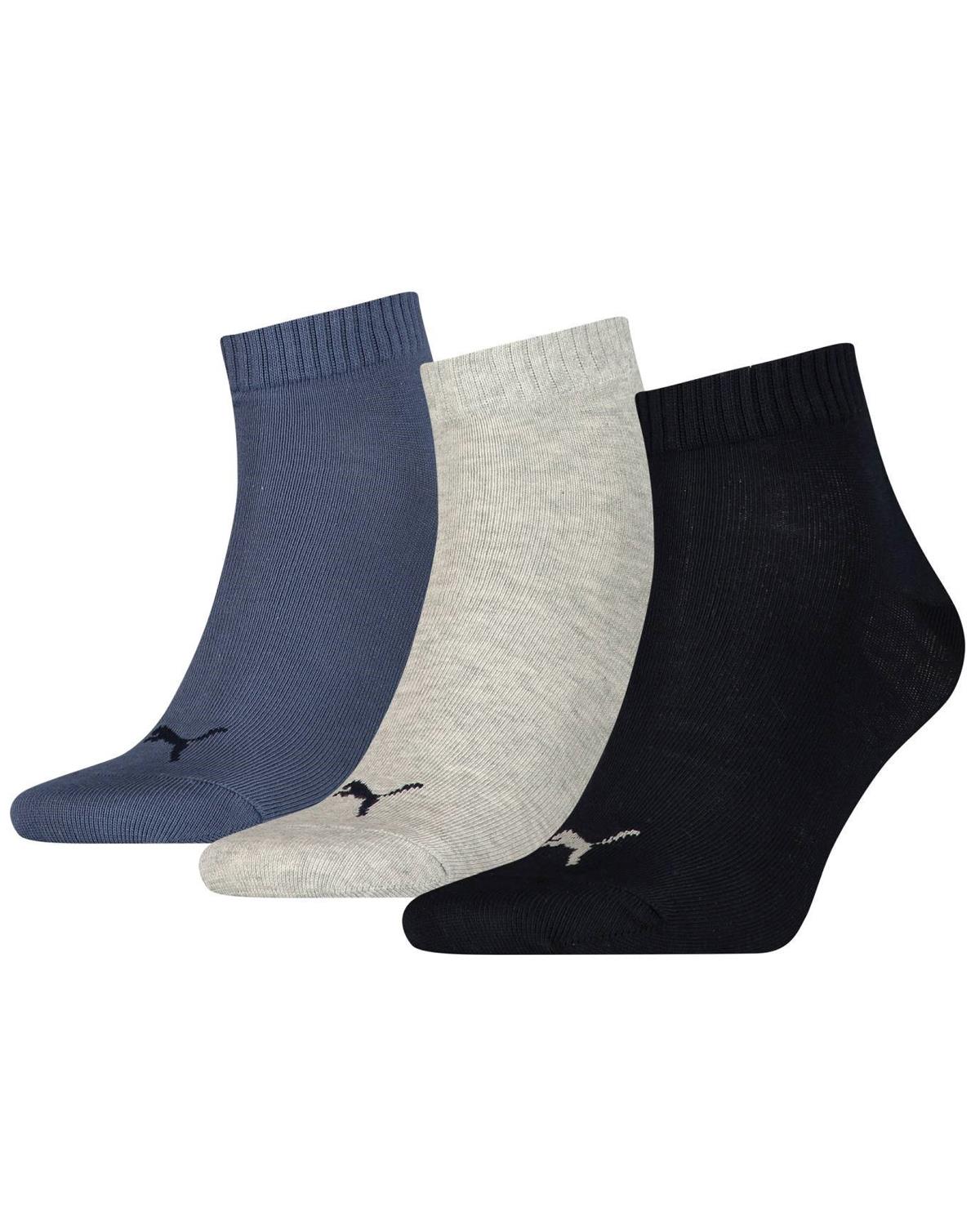 Puma Unisex 3 Pack Cotton Quarter Socks