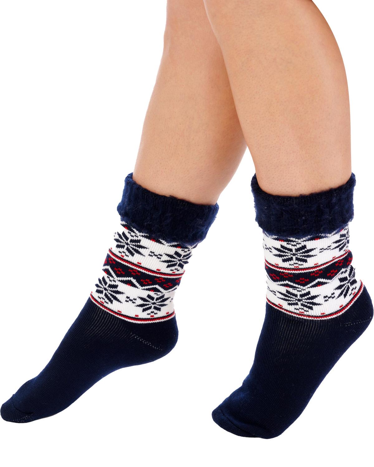 Slenderella Womens Fluffy Turnover Bed Socks