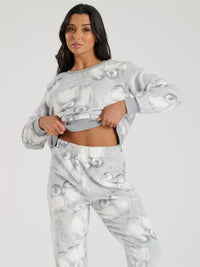 Loungeable Womens Grey Penguin Fleece Pyjamas