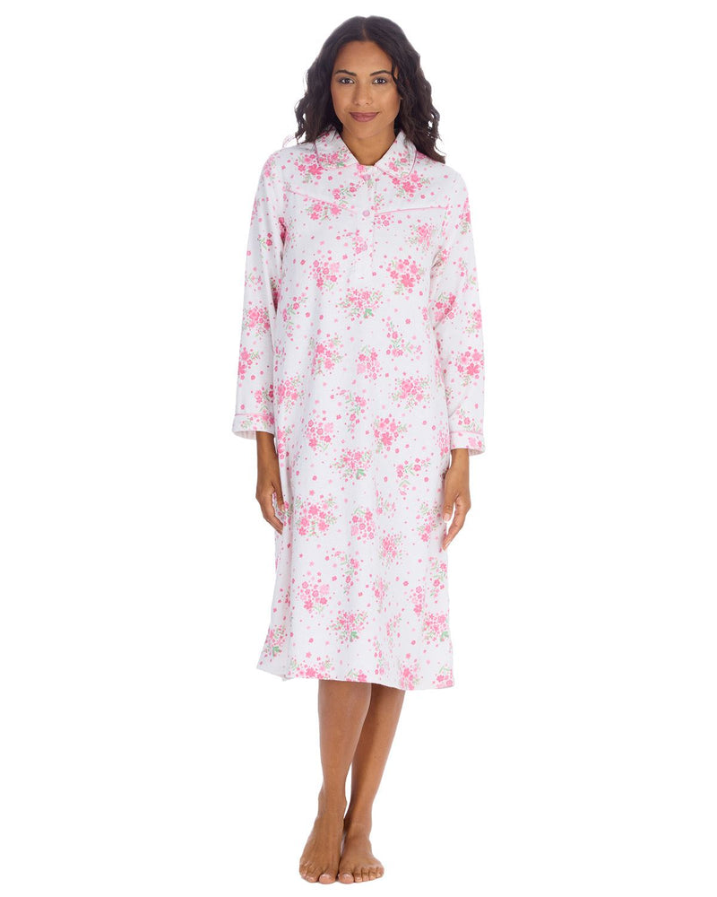 Countess Christie Womens Long Sleeve Floral Cotton Nightie