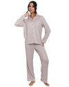 Loungeable Womens Marl Brushed Rib Long Sleeve Buttoned Pyjamas