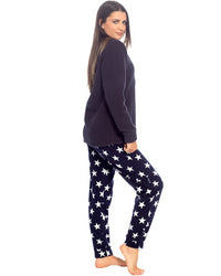 Wolf and Harte Womens Penguin Sherpa Top with Fleece Pants Pyjamas