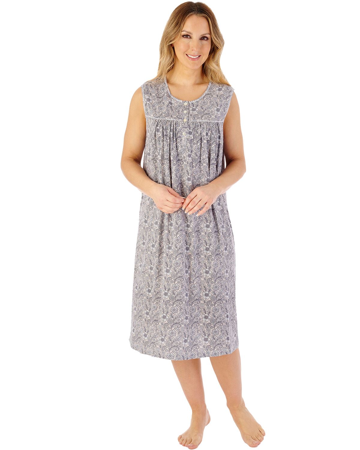 Slenderella Womens Indi Print 42" Sleeveless Jersey Nightdress